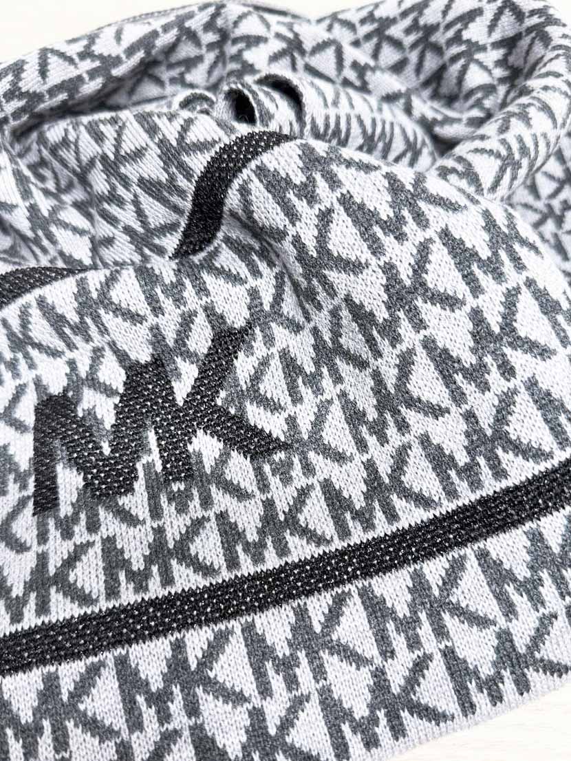 michael kors metallic detail monogram knit scarf - good market thrift store