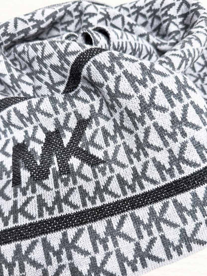 michael kors metallic detail monogram knit scarf - good market thrift store