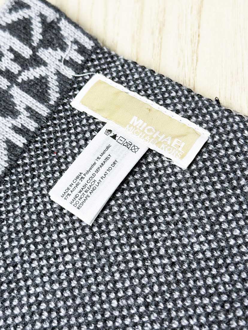 michael kors metallic detail monogram knit scarf - good market thrift store