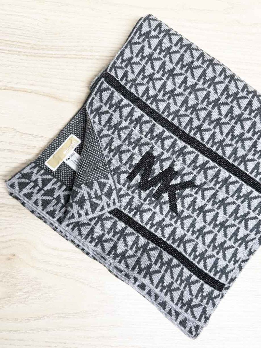 michael kors metallic detail monogram knit scarf - good market thrift store