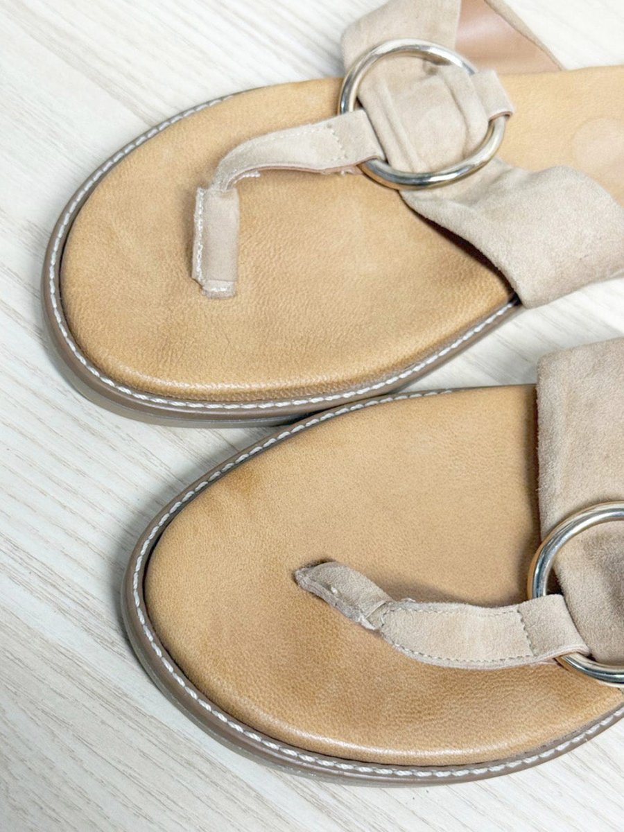 mila paoli lamb suede thong sandal | made in Italy - good market thrift store