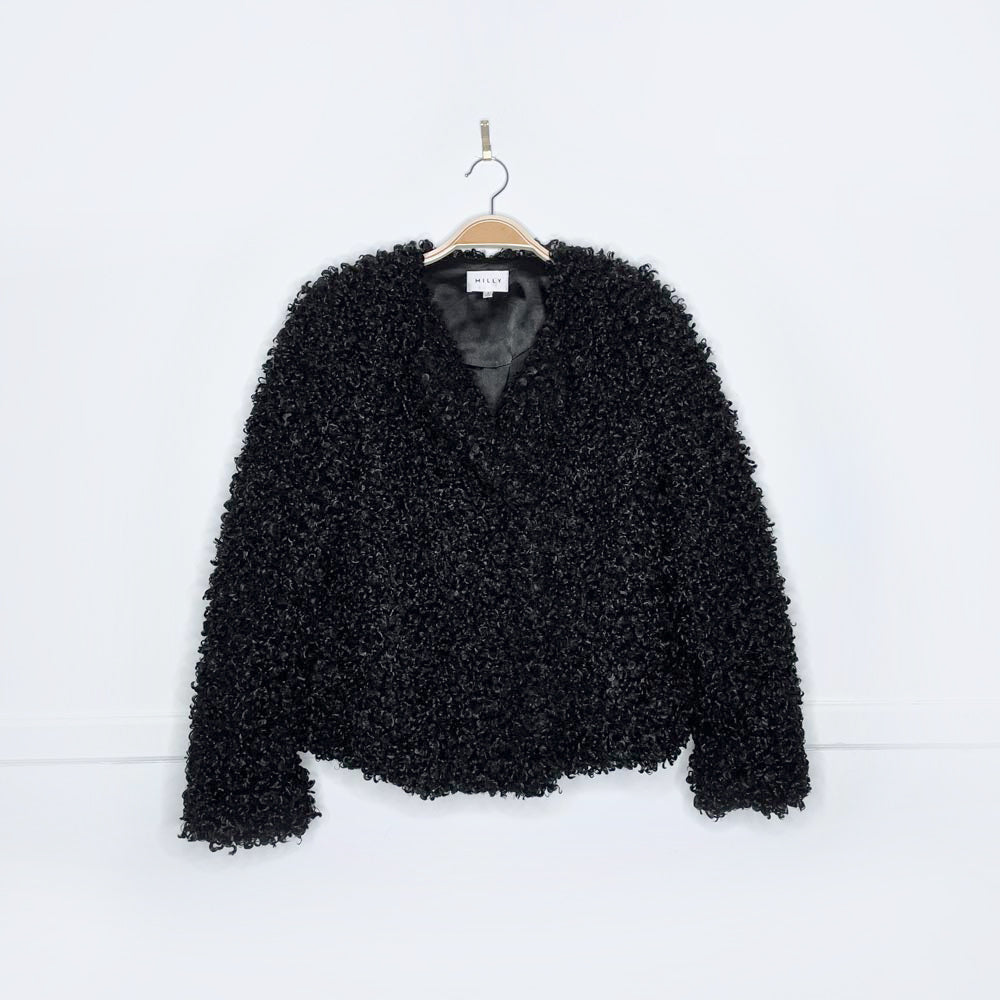 milly faux fur persian lamb short coat