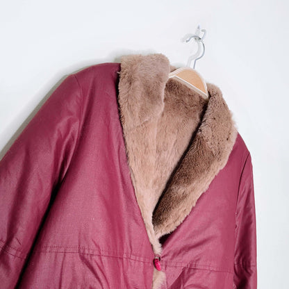 vintage mink lined bomber toggle jacket - size small