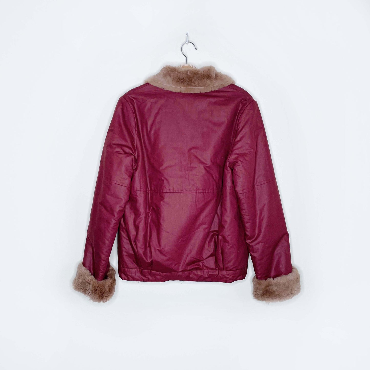 vintage mink lined bomber toggle jacket - size small