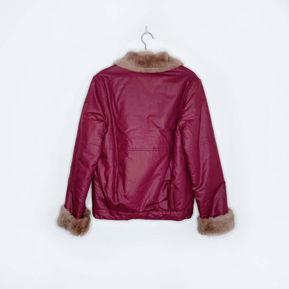 vintage mink lined bomber toggle jacket - size small