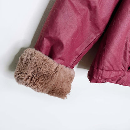 vintage mink lined bomber toggle jacket - size small