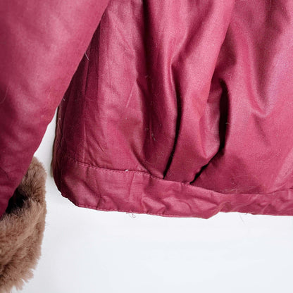 vintage mink lined bomber toggle jacket - size small