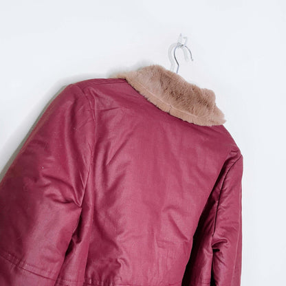 vintage mink lined bomber toggle jacket - size small