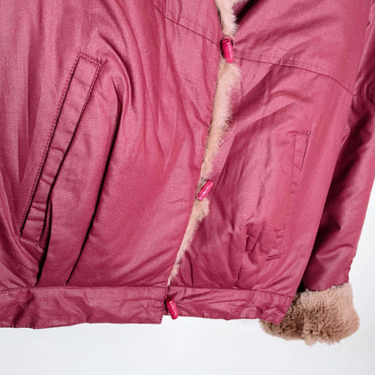 vintage mink lined bomber toggle jacket - size small