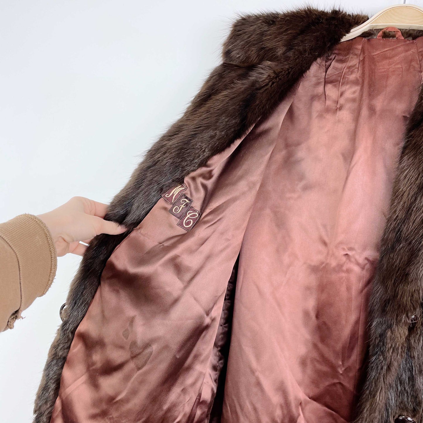 vintage long brown mink fur coat