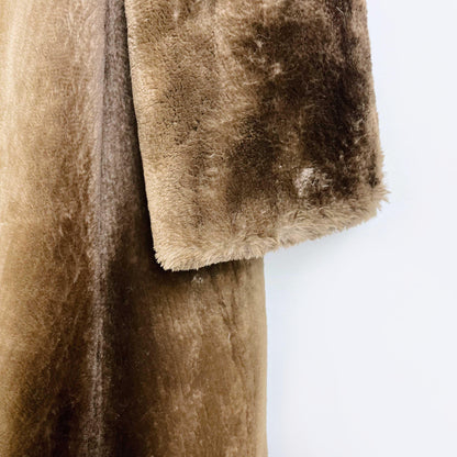 vintage brown shaved mink long coat with mink collar - size medium