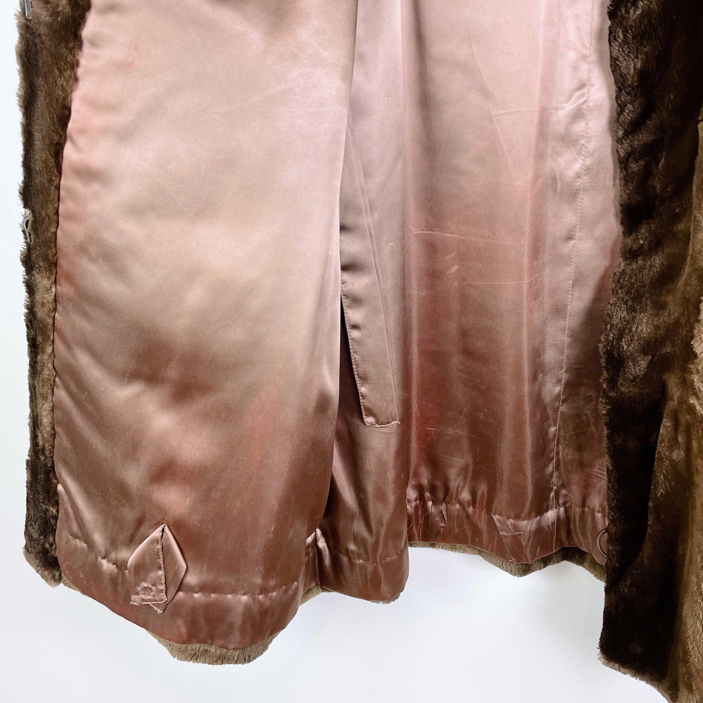 vintage brown shaved mink long coat with mink collar - size medium