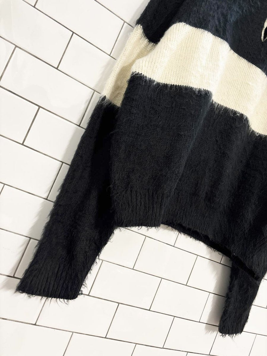 mnml fuzzy knit collared sweater - good market thrift store