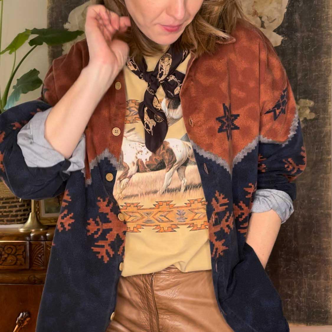 vintage modango homme western flannel button down - size large