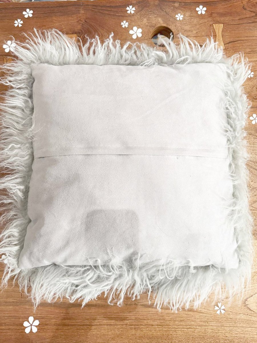 mongolian sheepskin throw pillow - good market thrift store