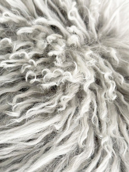 mongolian sheepskin throw pillow - good market thrift store