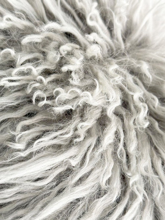 mongolian sheepskin throw pillow - good market thrift store