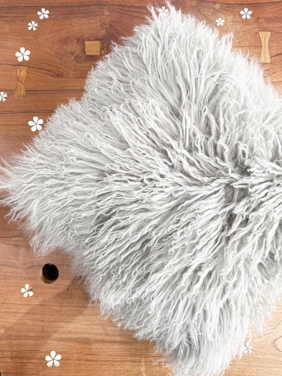 mongolian sheepskin throw pillow - good market thrift store