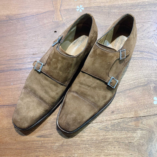 magnanni monk strap suede shoes - size 10.5