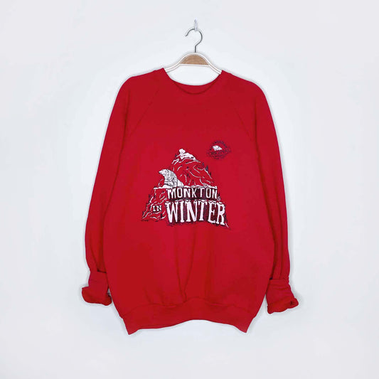vintage 80s monkton in the winter polar bear sweatshirt - size xl