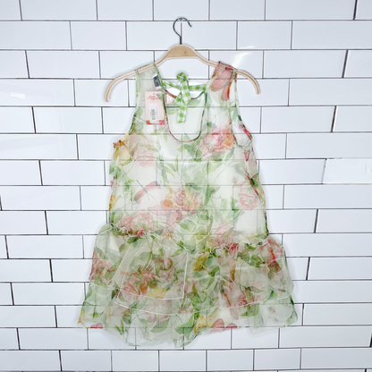 monnalisa floral tule chiffon dress - size 12