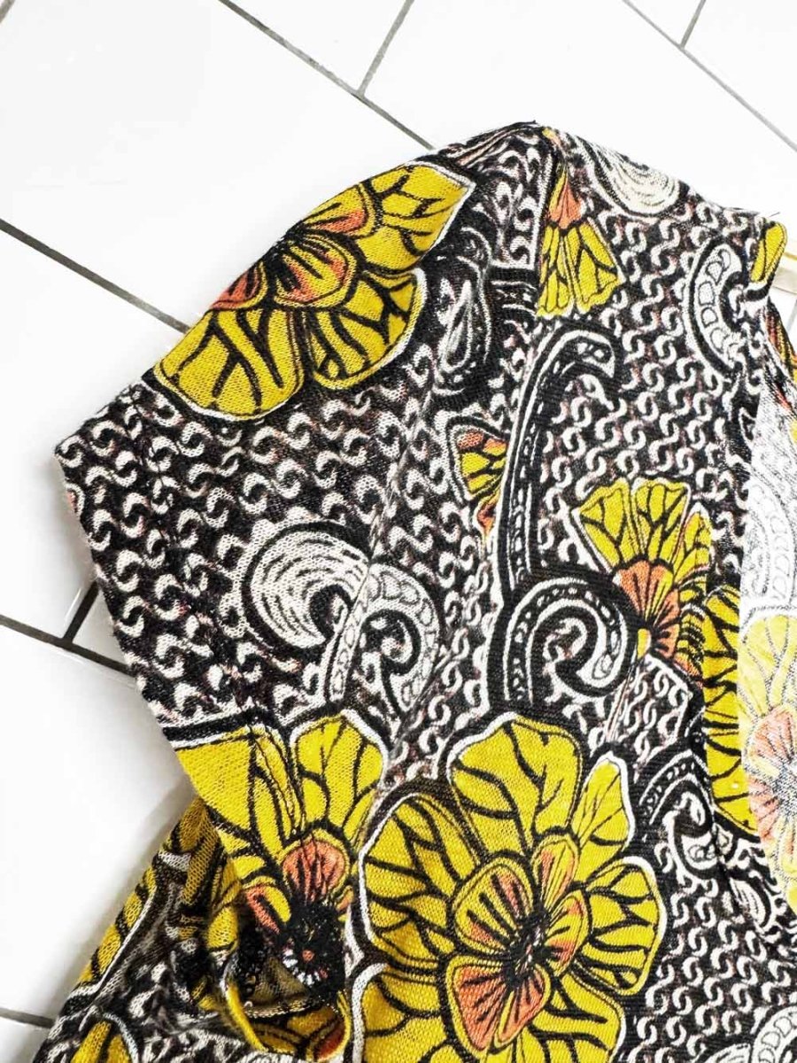 monoprix france 100% linen retro floral tee | les essentiels de - good market thrift store