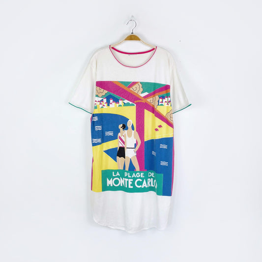 vintage 80s monte carlo cabana midi t-shirt dress