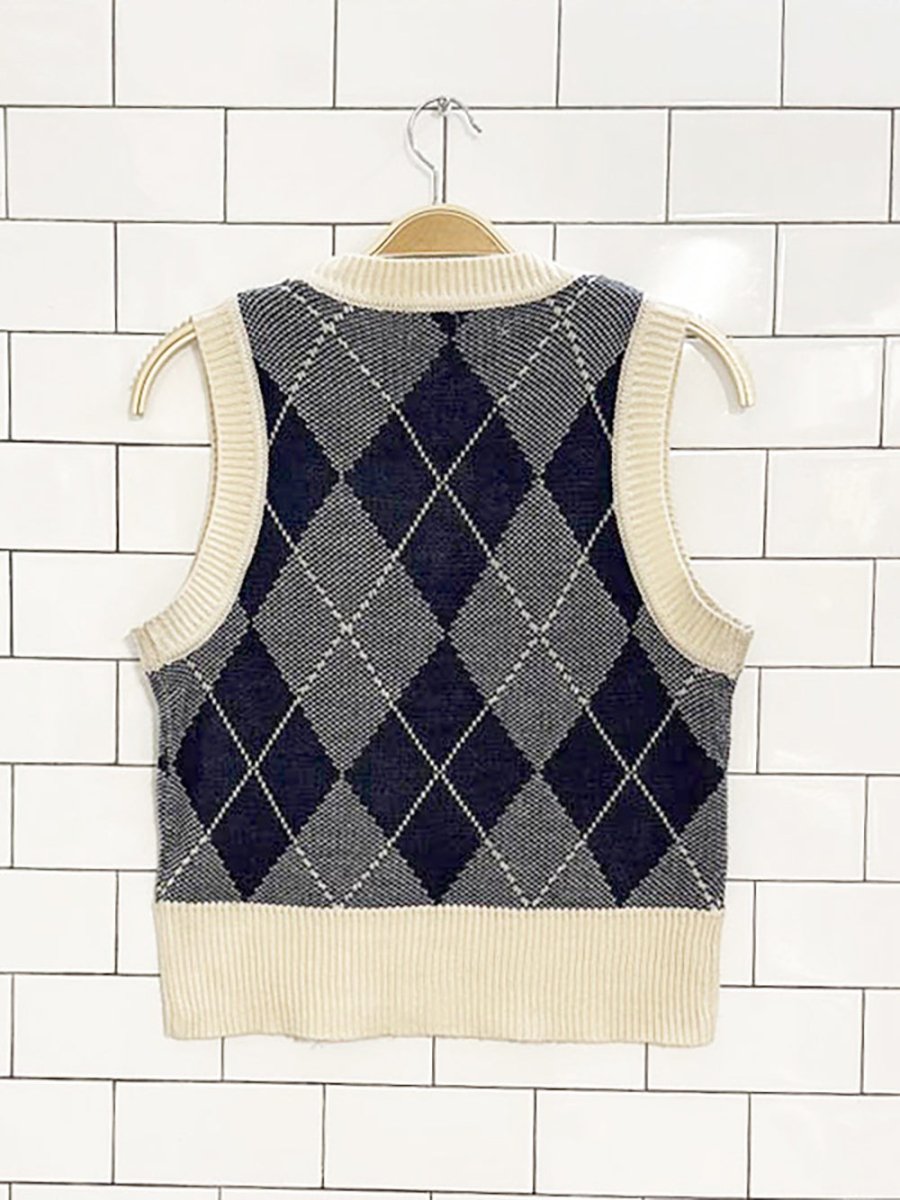 monteau los angeles argyle knit vest | urban outfitters - good market thrift store