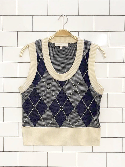 monteau los angeles argyle knit vest | urban outfitters - good market thrift store