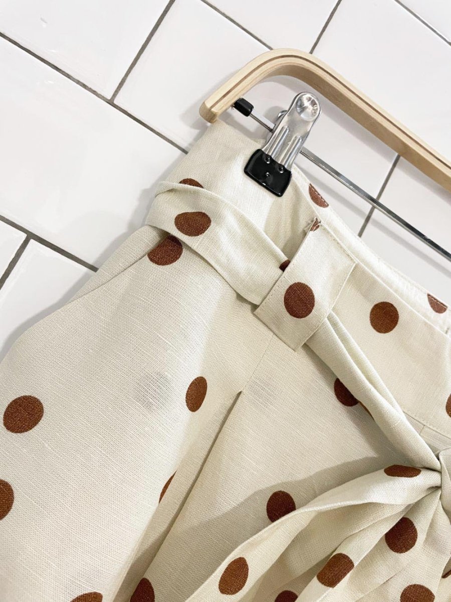 moon river linen - blend polka dot pleated belted short | anthropologie - good market thrift store
