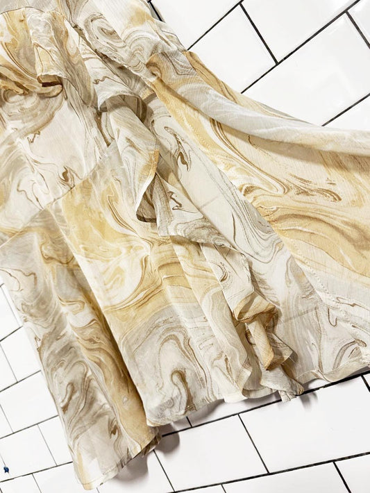 moon river marble ruffle layered midi dress - good market thrift store