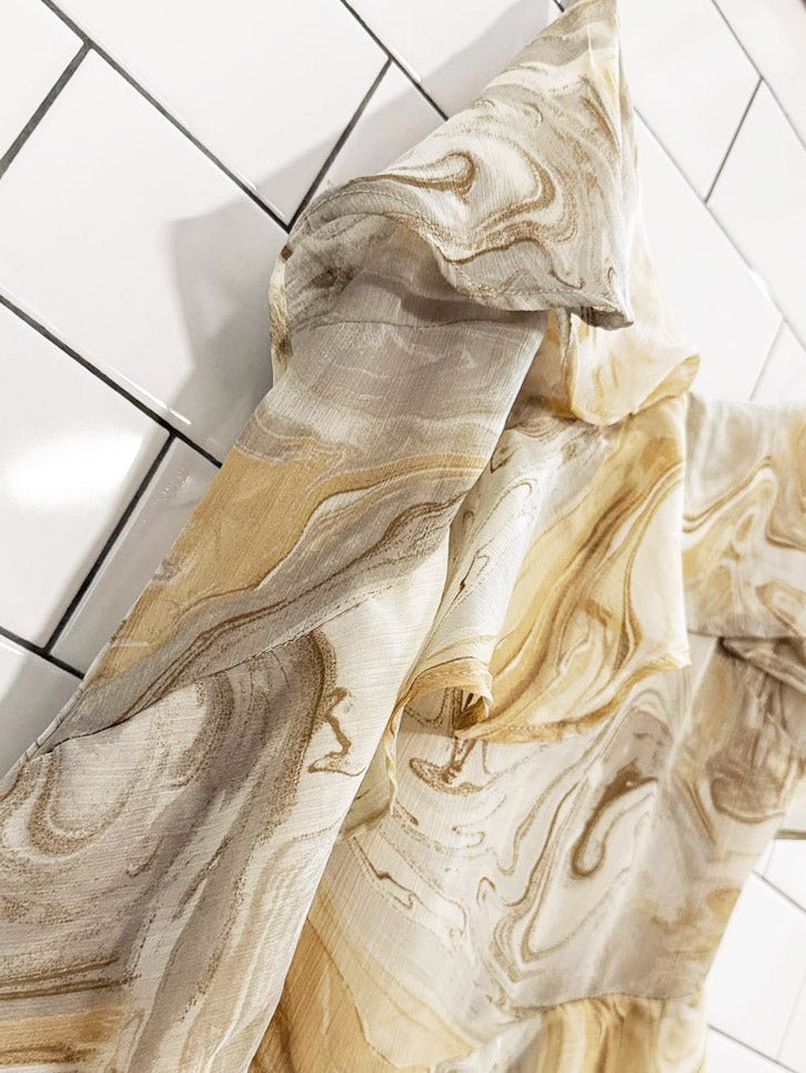 moon river marble ruffle layered midi dress - good market thrift store