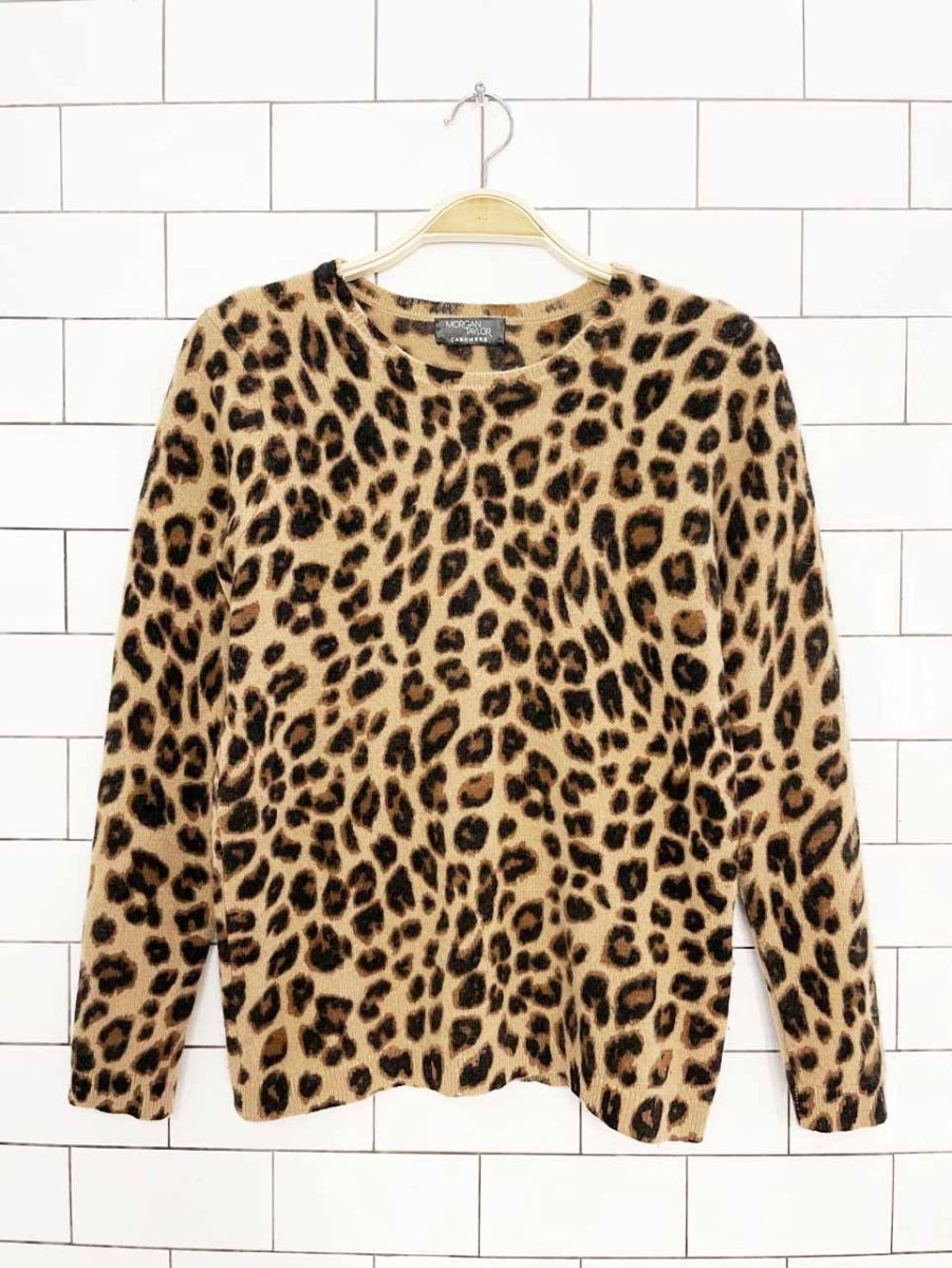 morgan taylor 100% cashmere animal print sweater - good market thrift store