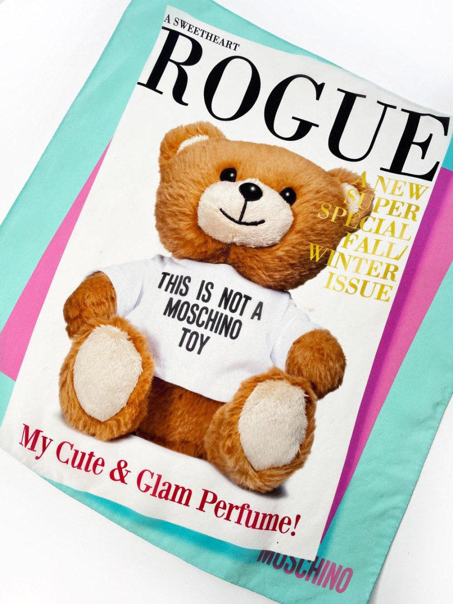 moschino 100% silk teddy square scarf - good market thrift store