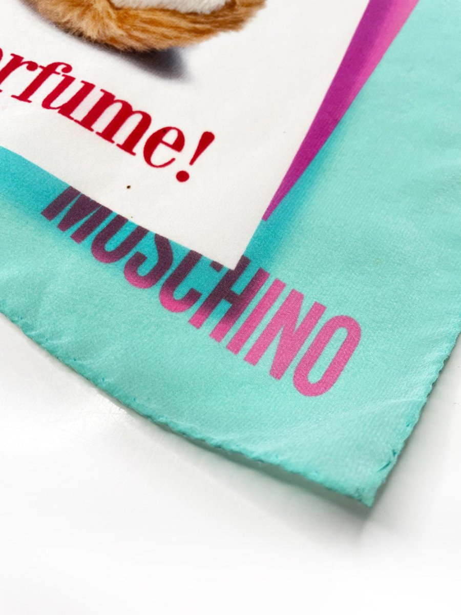 moschino 100% silk teddy square scarf - good market thrift store