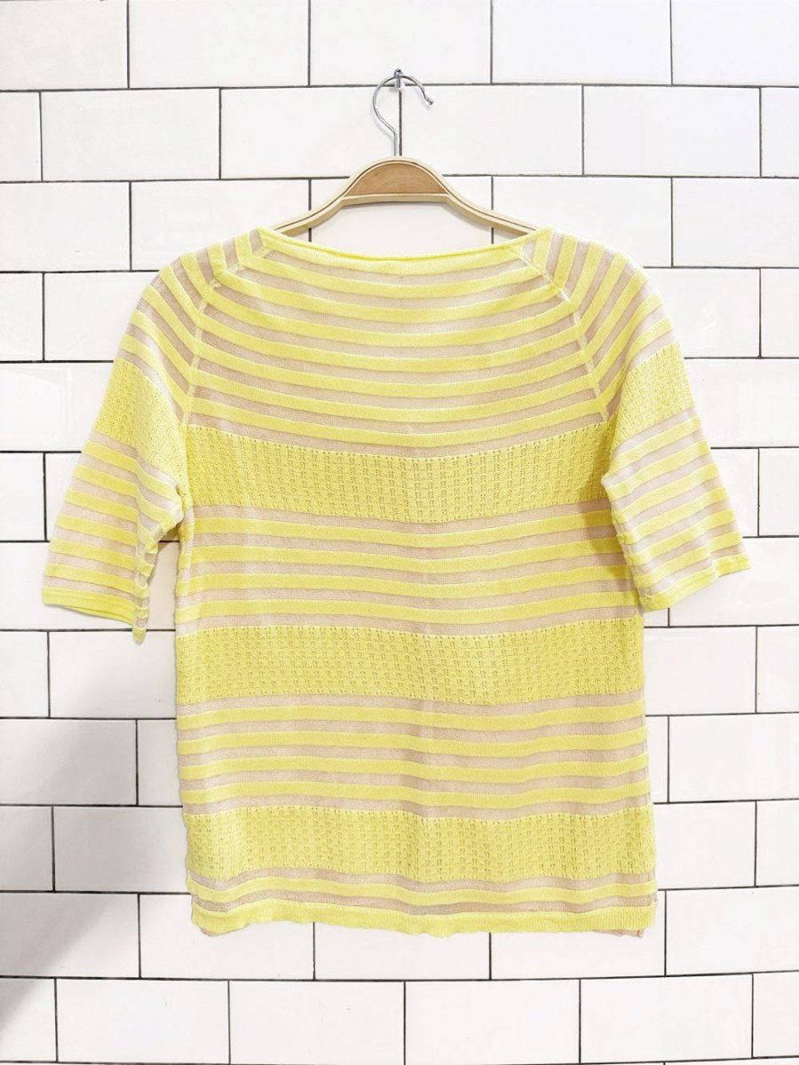 moth sunglow striped knit double layer full button cardigan | anthropologie - good market thrift store