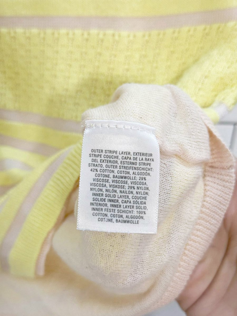 moth sunglow striped knit double layer full button cardigan | anthropologie - good market thrift store