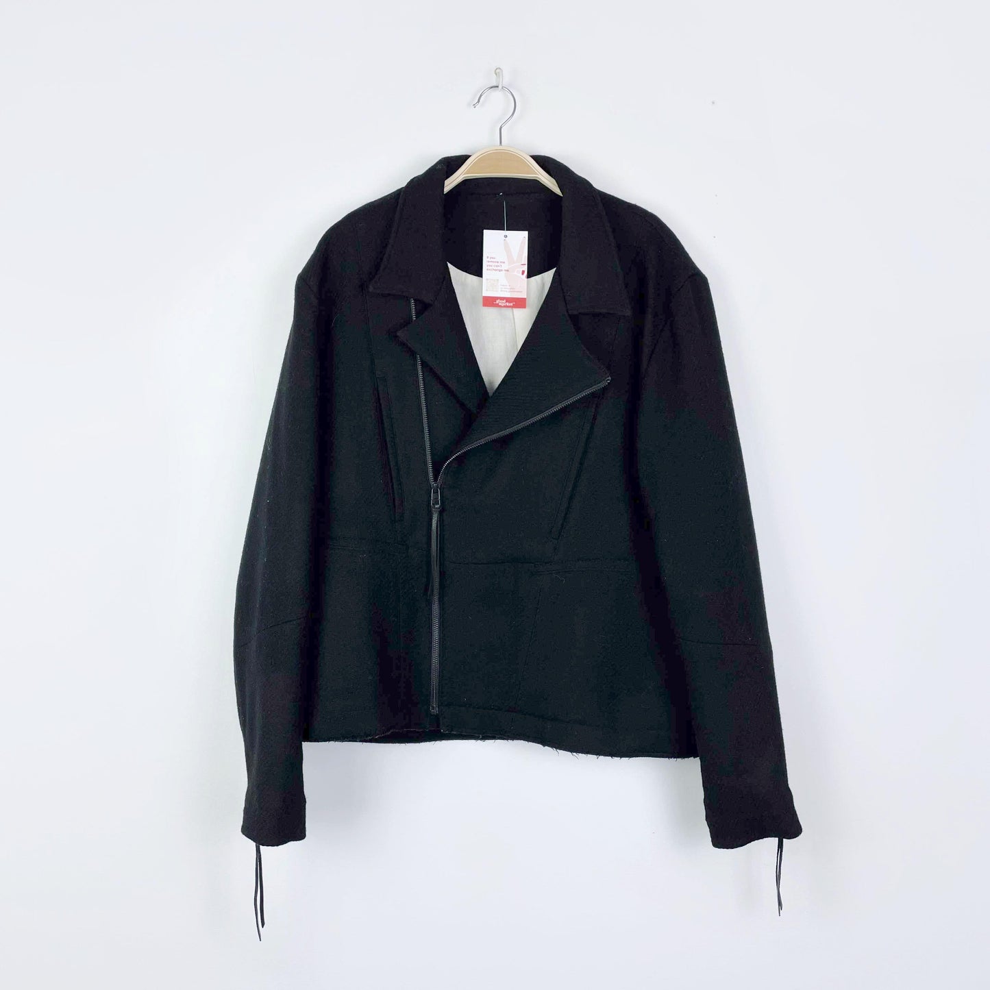 professor e f/w '19 wool asymmetrical zip moto jacket - size 50 EU