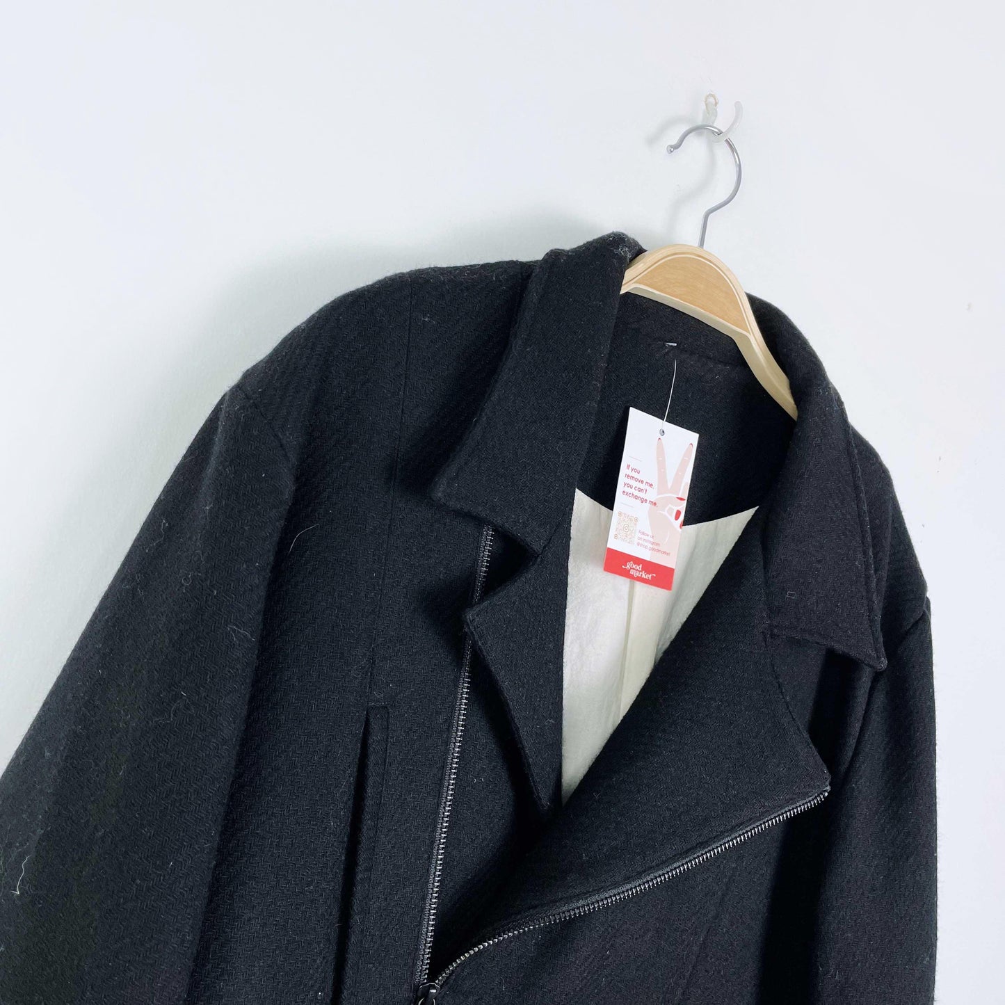 professor e f/w '19 wool asymmetrical zip moto jacket - size 50 EU