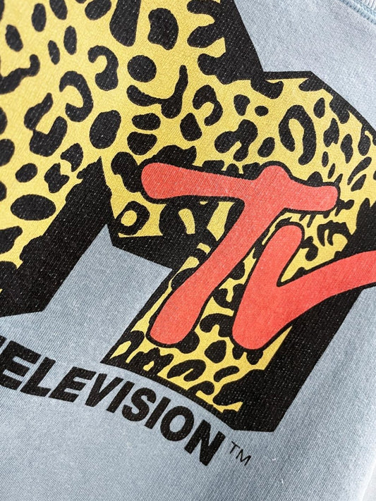 mtv animal print graphic boxy cropped sweatshirt - good market thrift store