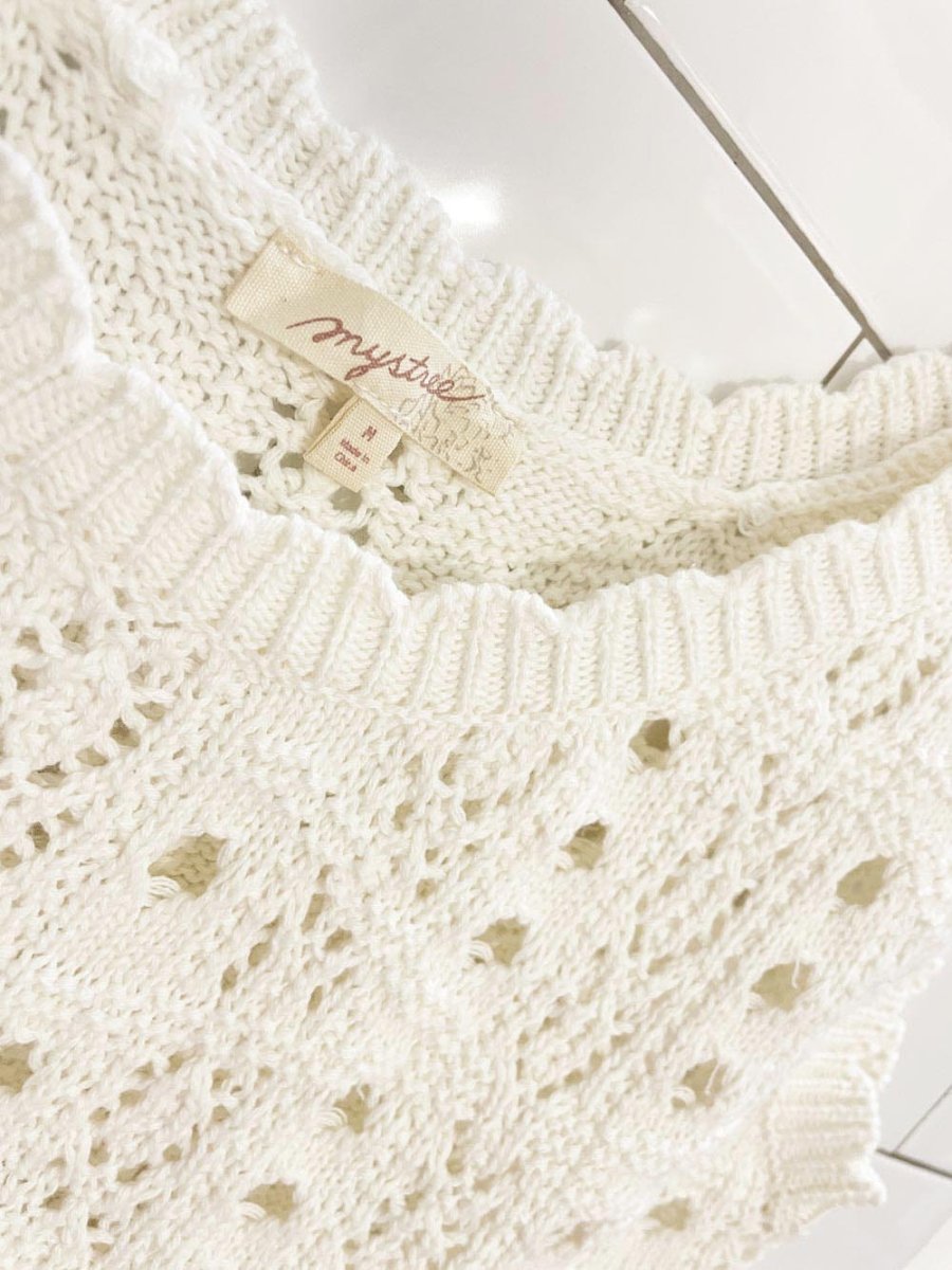 mystree crochet knit scallop edge sleeveless top - good market thrift store