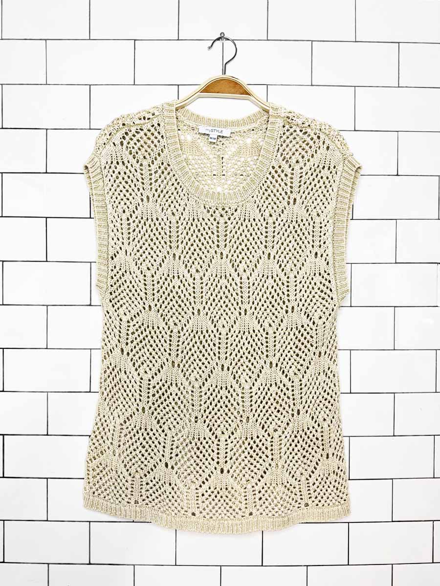 mystyle crochet knit sleeveless top - good market thrift store