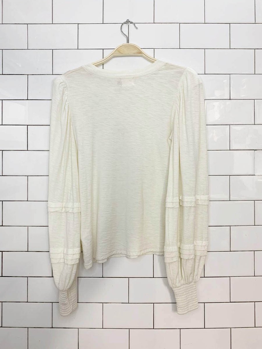 nation LA puff sleeve long sleeve pima cotton top | anthropologie - good market thrift store