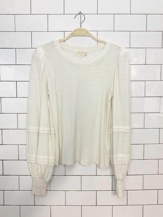 nation LA puff sleeve long sleeve pima cotton top | anthropologie - good market thrift store