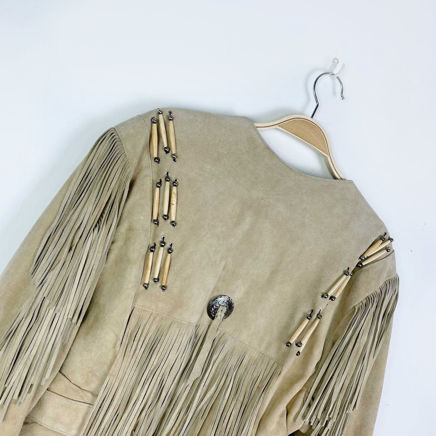 vintage 60s apache first nations leather fringe western jacket - size xl
