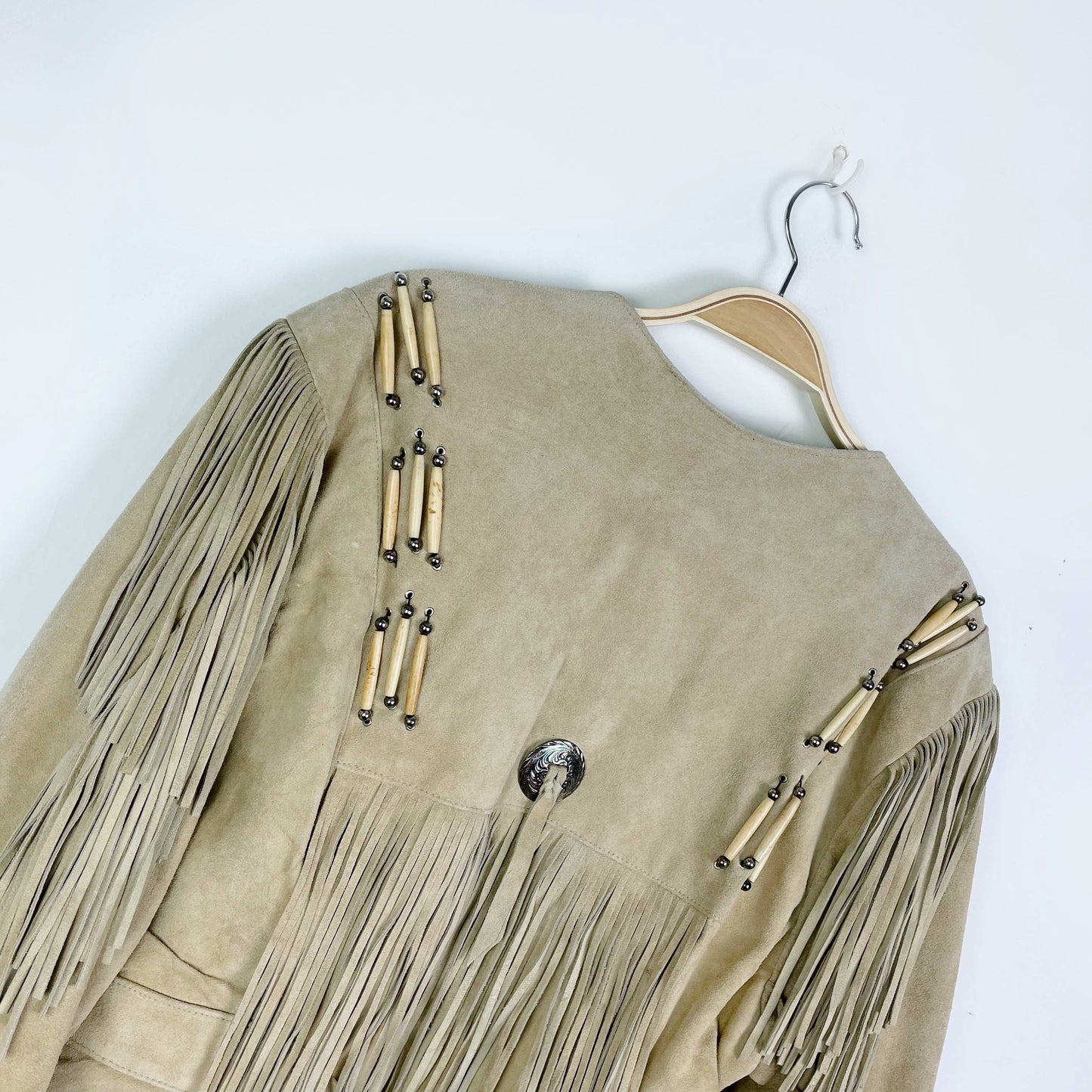 vintage 60s apache first nations leather fringe western jacket - size xl