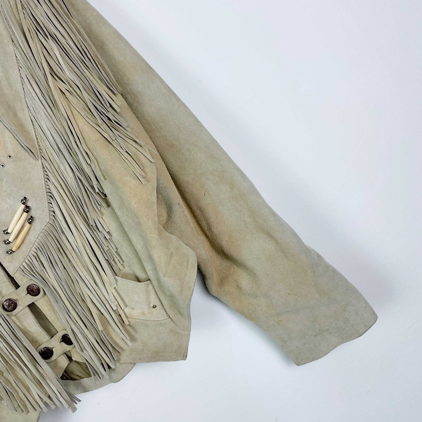 vintage 60s apache first nations leather fringe western jacket - size xl