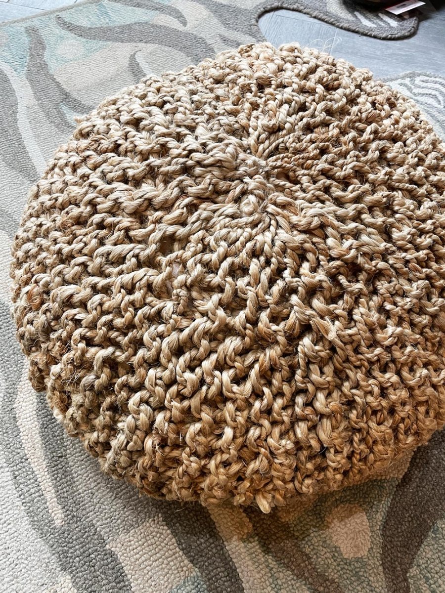 natural jute twisted weave round bean bag ottoman seat - good market thrift store