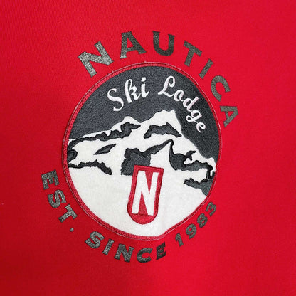 vintage 90s nautica ski lodge knit cuff sweatshirt - size medium