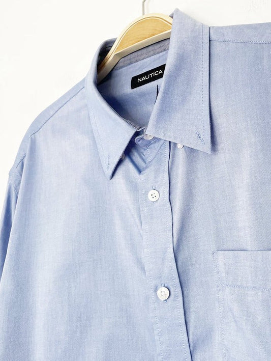 nautica sporty prep boxy cropped shirt | rework - good market thrift store